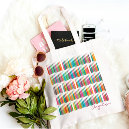 抽象芸術虹滴模様名前をカスタムする トートバッグ