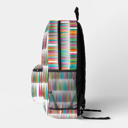 抽象芸術虹滴模様名前をカスタムする プリントバックパック (右)