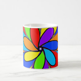 抽象芸術虹色の花デザイン コーヒーマグカップ