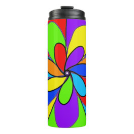 抽象芸術虹色の花デザイン タンブラー