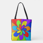 抽象芸術虹色の花デザイン トートバッグ (裏面)