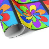 抽象芸術虹色の花デザイン ラッピングペーパー (ロールコーナー)