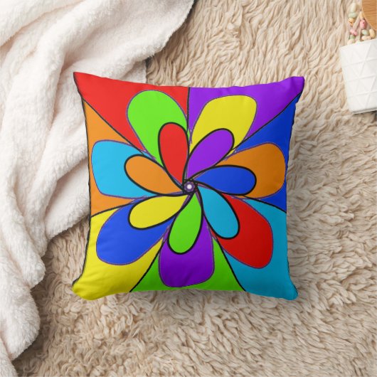 抽象芸術虹色の花装飾用クッション クッション (ブランケット)