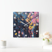 抽象芸術虹色アートウォールクロック スクエア壁時計 (ホーム)