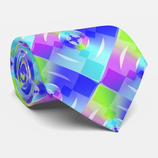 抽象芸術虹色レインボーグラジエントフラクタルアート ネクタイ (ロール)
