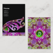 抽象芸術蝶ウィング,ピンクパープルスターモノグラム 名刺 (正面/裏面)