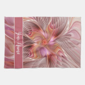 抽象芸術蝶カラフルファンタジーフラクタル名 キッチンタオル (横)