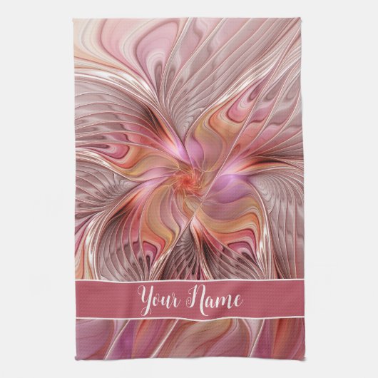 抽象芸術蝶カラフルファンタジーフラクタル名 キッチンタオル (縦)