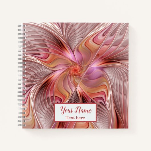 抽象芸術蝶カラフルファンタジーフラクタル名 ノートブック (正面)