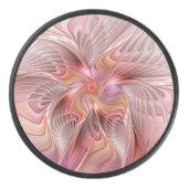 抽象芸術蝶カラフルファンタジーフラクタル アイスホッケーパック (正面)