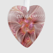 抽象芸術蝶カラフルファンタジーフラクタル オーナメント (正面)