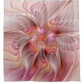 抽象芸術蝶カラフルファンタジーフラクタル シャワーカーテン (正面)