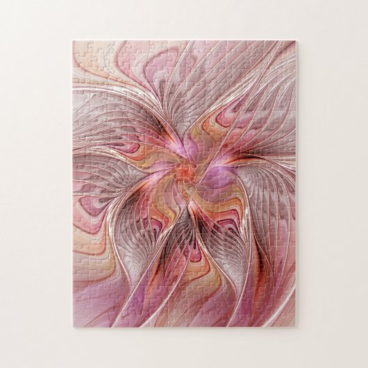 抽象芸術蝶カラフルファンタジーフラクタル ジグソーパズル (縦)