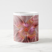 抽象芸術蝶カラフルファンタジーフラクタル ジャンボコーヒーマグカップ (正面)