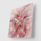 抽象芸術蝶カラフルファンタジーフラクタル スクエア壁時計 (傾斜)