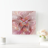 抽象芸術蝶カラフルファンタジーフラクタル スクエア壁時計 (ホーム)