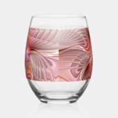 抽象芸術蝶カラフルファンタジーフラクタル ステムなしワイングラス (右)