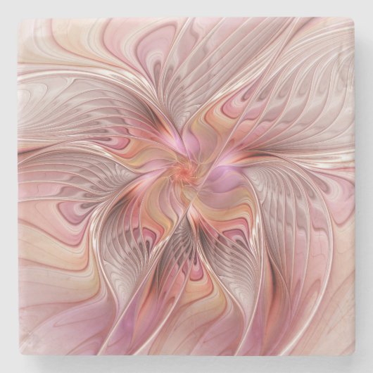 抽象芸術蝶カラフルファンタジーフラクタル ストーンコースター (正面)