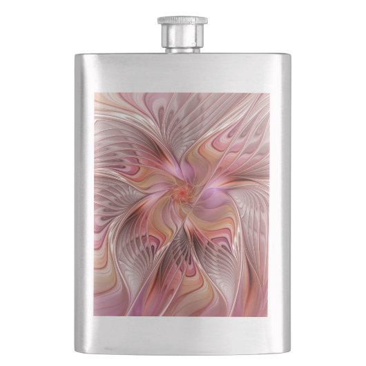抽象芸術蝶カラフルファンタジーフラクタル フラスク (正面)