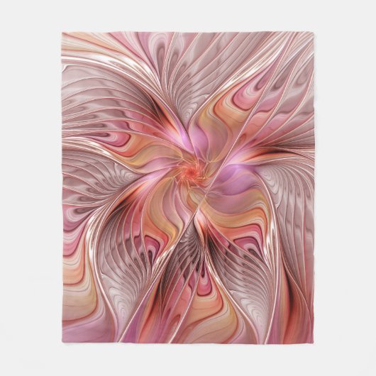 抽象芸術蝶カラフルファンタジーフラクタル フリースブランケット (正面)