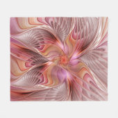 抽象芸術蝶カラフルファンタジーフラクタル フリースブランケット (正面(横))