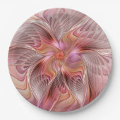 抽象芸術蝶カラフルファンタジーフラクタル ペーパープレート (正面)