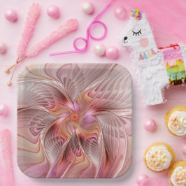 抽象芸術蝶カラフルファンタジーフラクタル ペーパープレート