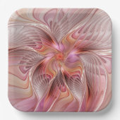 抽象芸術蝶カラフルファンタジーフラクタル ペーパープレート (正面)