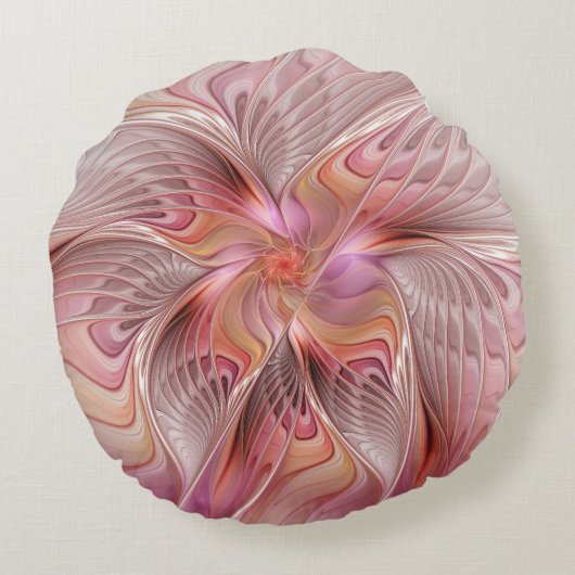 抽象芸術蝶カラフルファンタジーフラクタル ラウンドクッション (裏面)