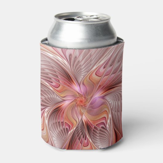 抽象芸術蝶カラフルファンタジーフラクタル 缶クーラー (缶正面)