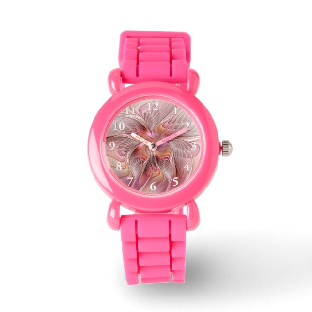 抽象芸術蝶カラフルファンタジーフラクタル 腕時計 (正面)