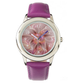 抽象芸術蝶カラフルファンタジーフラクタル 腕時計