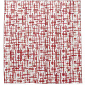 抽象芸術行120923 – 白にルビーレッド シャワーカーテン (正面)