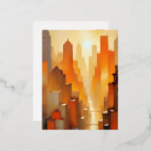 抽象芸術街並み建物ポスター背景アート 箔シーズンポストカード (正面/裏面)