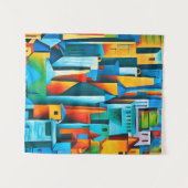 抽象芸術街並み建物超高層ビルアート タペストリー (正面(横))