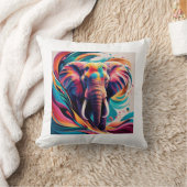 抽象芸術表現主義の象の枕 クッション (ブランケット)