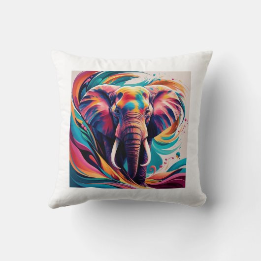 抽象芸術表現主義の象の枕 クッション (裏面)