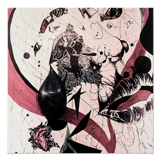 抽象芸術表現主義ウォールアート：ミックスメディア ポスター (正面)