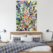 抽象芸術表現主義カオス理論水色 キャンバスプリント (インサイチュ (寝室))