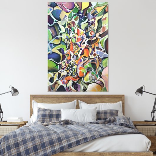 抽象芸術表現主義カオス理論水色 キャンバスプリント (インサイチュ (寝室))