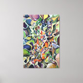 抽象芸術表現主義カオス理論水色 キャンバスプリント (正面)