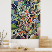 抽象芸術表現主義カオス理論水色 ポスター (キッチン)