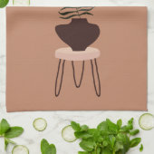 抽象芸術表現主義テラコッタパームリーフ&花瓶 キッチンタオル (折り畳み)