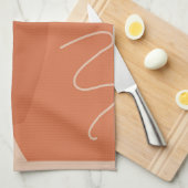 抽象芸術表現主義ブラウン&テラコッタシェイプ キッチンタオル (四つ折り)