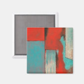 抽象芸術表現主義絵画芸術の赤ターコイズ マグネット (正面/裏面)