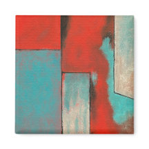抽象芸術表現主義絵画芸術の赤ターコイズ