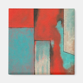 抽象芸術表現主義絵画芸術の赤ターコイズ マグネット