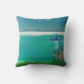 抽象芸術装飾用クッション- Seascape with Boat クッション (裏面)