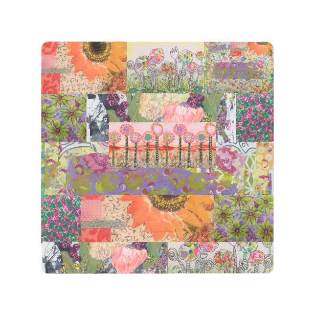 抽象芸術複数の花2 メタルプリント (正面)