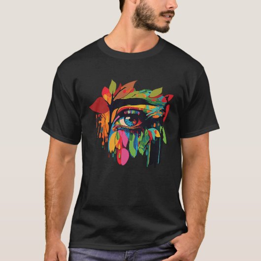抽象芸術視カラフル覚捕獲 Tシャツ (正面)